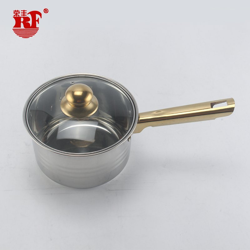 12pcs Stainless Steel Cookware Set Pots and Pans Cooking Pot Set Stainless Steel Stock Pot Golden Handle Glass Lid