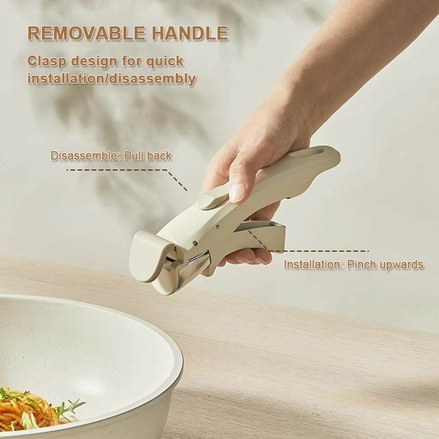 3 Piece Non Stick Removable Handles Kitchenware Medical Stone Detachable Handle Cookware Set For Induction Cookers