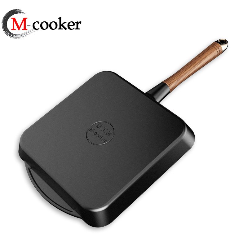Cast Iron meat press tortilla press set fry pan 24cm pan 9.5'' baking pan set