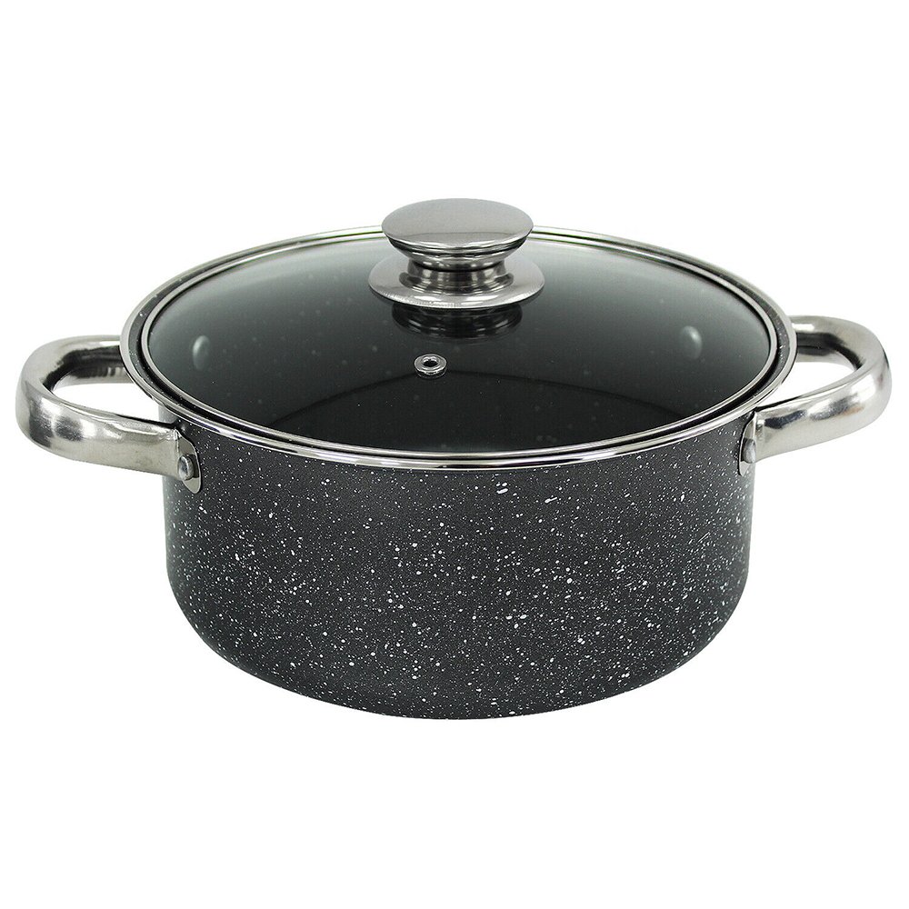 9pcs cheap kitchen iron non stick cookware stainless steel handle carbon steel non-stick marble coated cookware sets