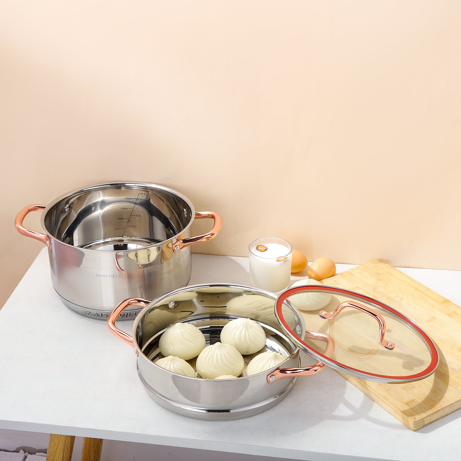 KAISA VILLA KV-6638 In Stock Stainless Steel Cookware Sets Cooking Pots Set Kitchenware sets 13 Pieces None Stick Pots And Pans