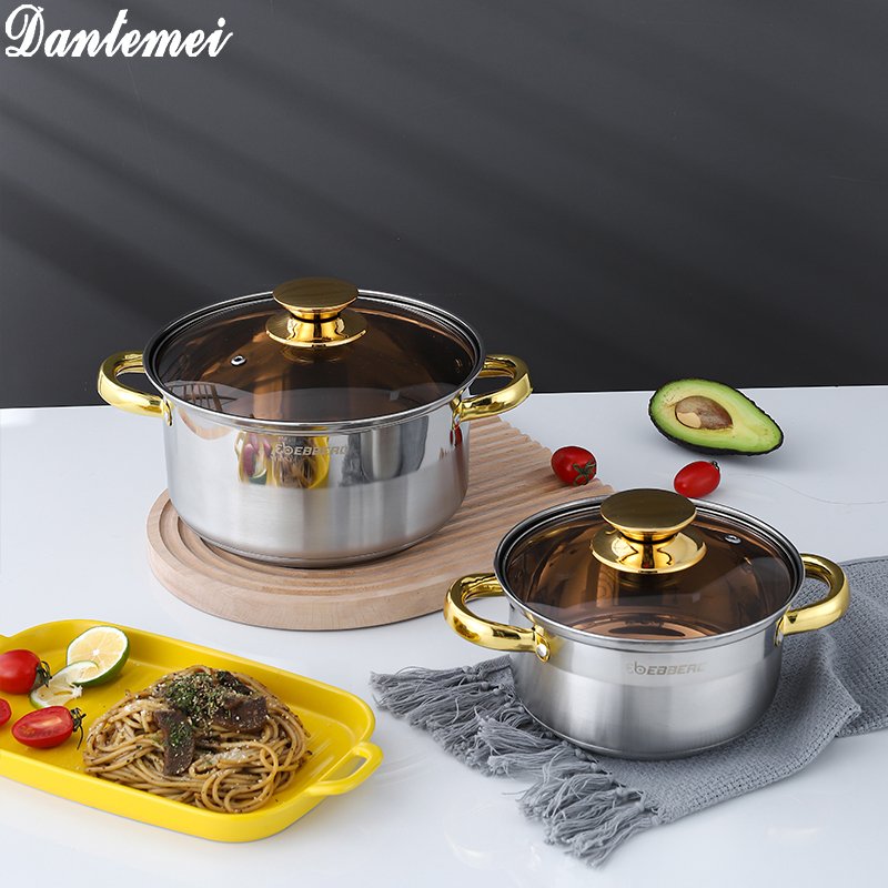 Factory Supply Directly 6PCS Stainless Steel Stockpot Cookware Set Tri-ply Kitchen Cookware Set