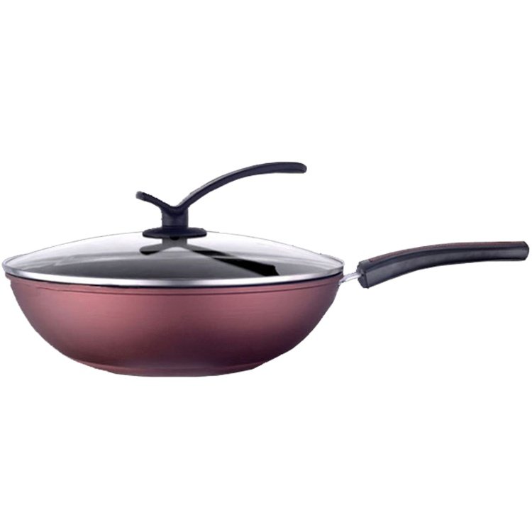 Hot Selling 30cm Handle With Lid Stir Fry Non Stick Carbon Steel Induction Cooking Chinese Wok Pan Woks