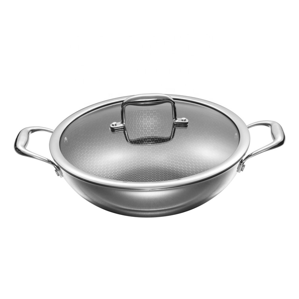 Etching Nonstick Tri Ply Stainless Steel Cooking Kitchen Pot Honeycomb nonstick cookware sets