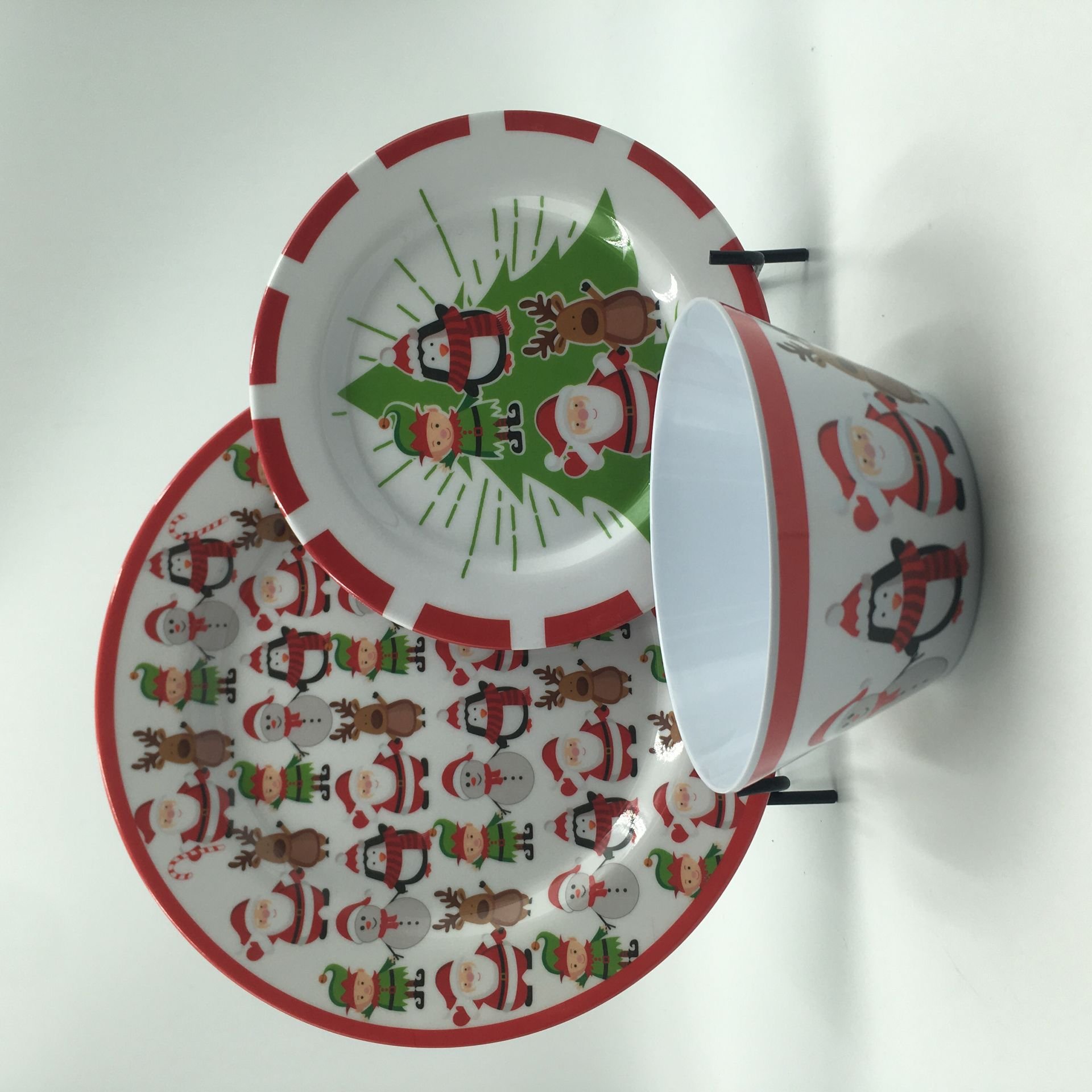 12pcs Christmas Melamine Dinner Set Wholesale High Quality Melamine tableware Western Customized melamine cookware sets