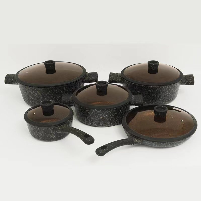 Korea quality 10pc set Home Kitchen Cooking Pots and Pans Cooker Sets nonstick coating Glass lid non-stick cookware set