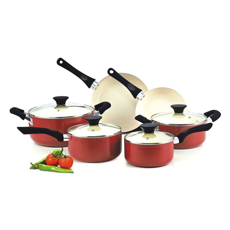 Yongkang factory OEM Ceramic Nonstick Granite Induction Kitchen Cooking Cookware Sets 10 Pcs Pots and Pans Set with Frying Pans