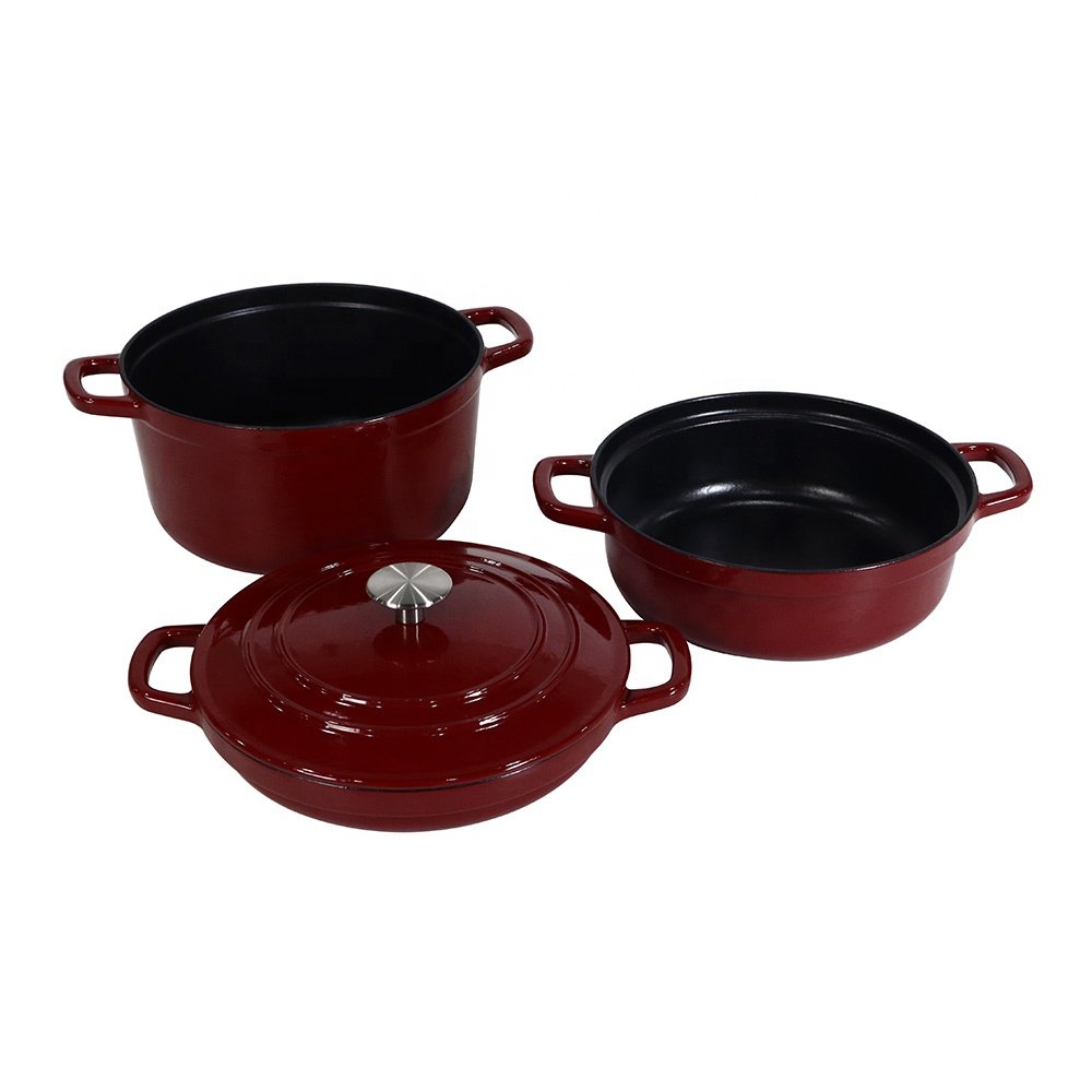 Enameled Cast Iron Stackable 4-Piece Cookware Set