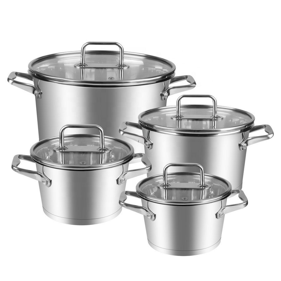 Heat Resistant Handles 8pcs Stainless Steel Kitchen Cooking Ware Set Cookware