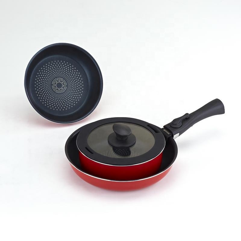 aluminum non-stick screen printing cookware set with removable handle