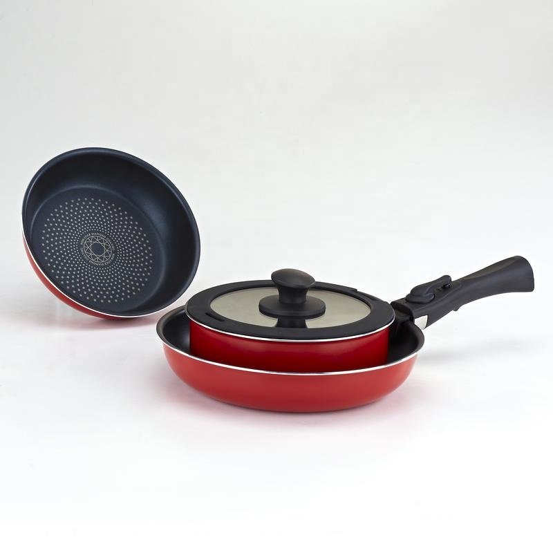 aluminum non-stick screen printing cookware set with removable handle