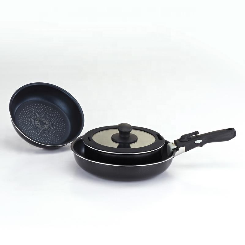 aluminum non-stick screen printing cookware set with removable handle