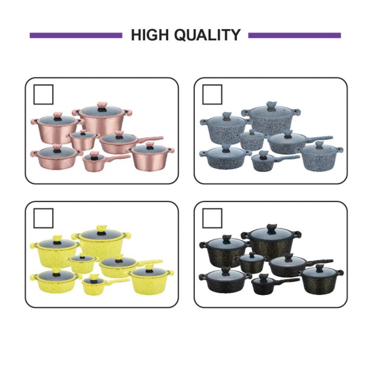 Phisma 2024 Classic Series Die Cast Casserole Granite Coating Aluminium Kitchen Nonstick Pan Cookware Sets