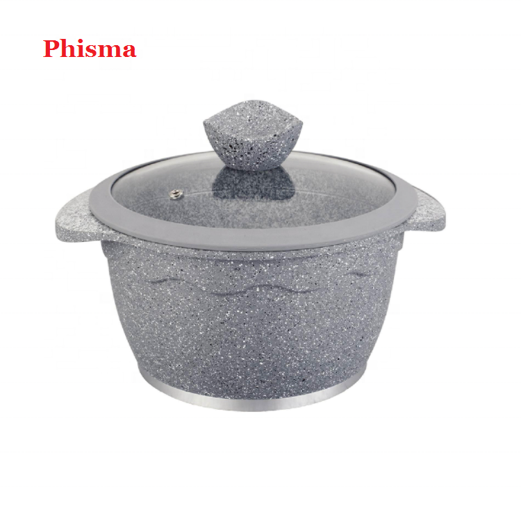 Phisma 14PCS Wholesale Gray Die Cast Aluminum Cookware Sets Granite Coating Aluminium Cooking Pots Cookware Set