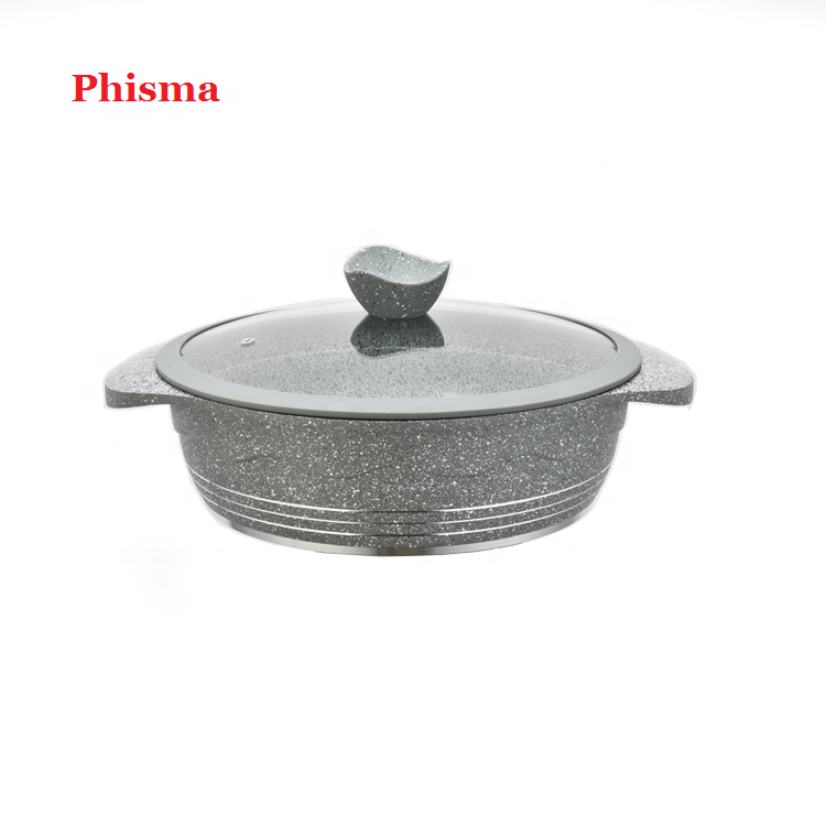 Phisma 14PCS Wholesale Gray Die Cast Aluminum Cookware Sets Granite Coating Aluminium Cooking Pots Cookware Set