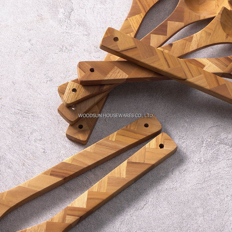 WOODSUN Cooking Utensils Natural Teak Kitchen Utensil Set Heat Resistant Non Stick Wood Cookware Slotted Spurtle Spatula Sets