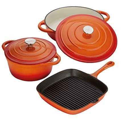 Wholesale Red Colour Cast Iron Enamel Casserole non stick Cookware sets