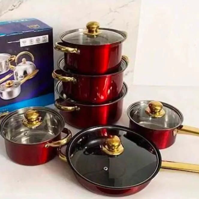Factory Hot Selling Stainless Steel Cookware Set Soup Pot Sauce Pan Color Painted Pot Set Kitchen Accessories Set Cookware
