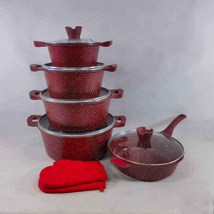 New Arrival 12PCS Aluminum Pots and Pans Set Granite Coated Cookware Sets Dessini Cooking Pots Nonstick Cookware Set