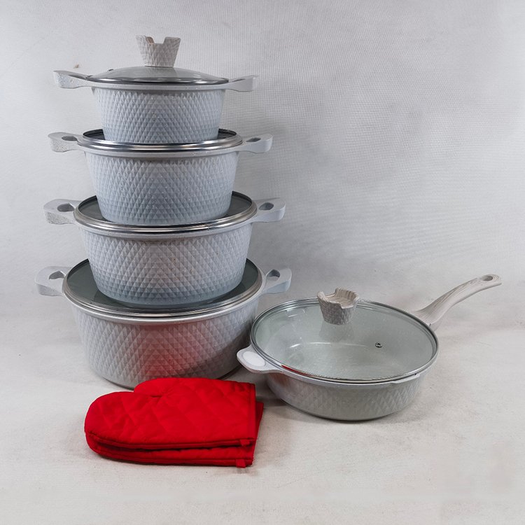 New Arrival 12PCS Aluminum Pots and Pans Set Granite Coated Cookware Sets Dessini Cooking Pots Nonstick Cookware Set