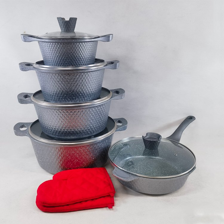 New Arrival 12PCS Aluminum Pots and Pans Set Granite Coated Cookware Sets Dessini Cooking Pots Nonstick Cookware Set
