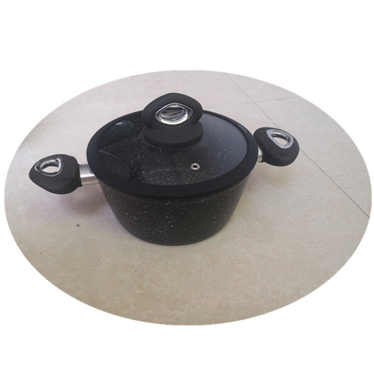 3Pcs Aluminum Forged Non Stick Stock Pot 20/24/28CM Silicon Coated Glass Lid Sauce Pot Induction Bottom Cookware Set Kitchenware