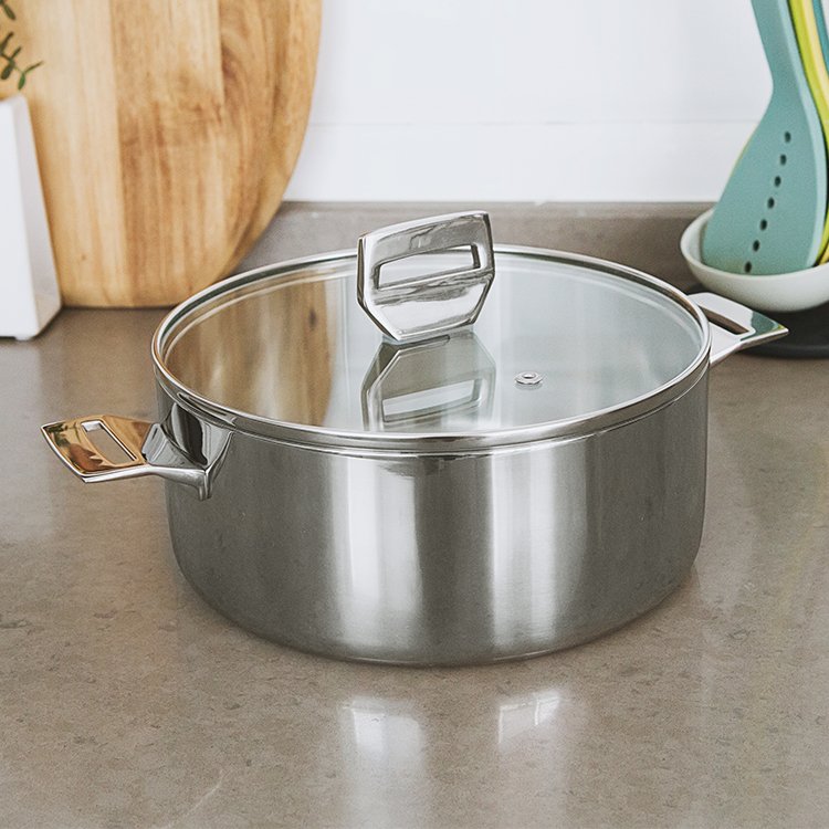 Germany design 3ply stainless steel 7pcs cookware set with casted handle cook ware kitchen cooking set