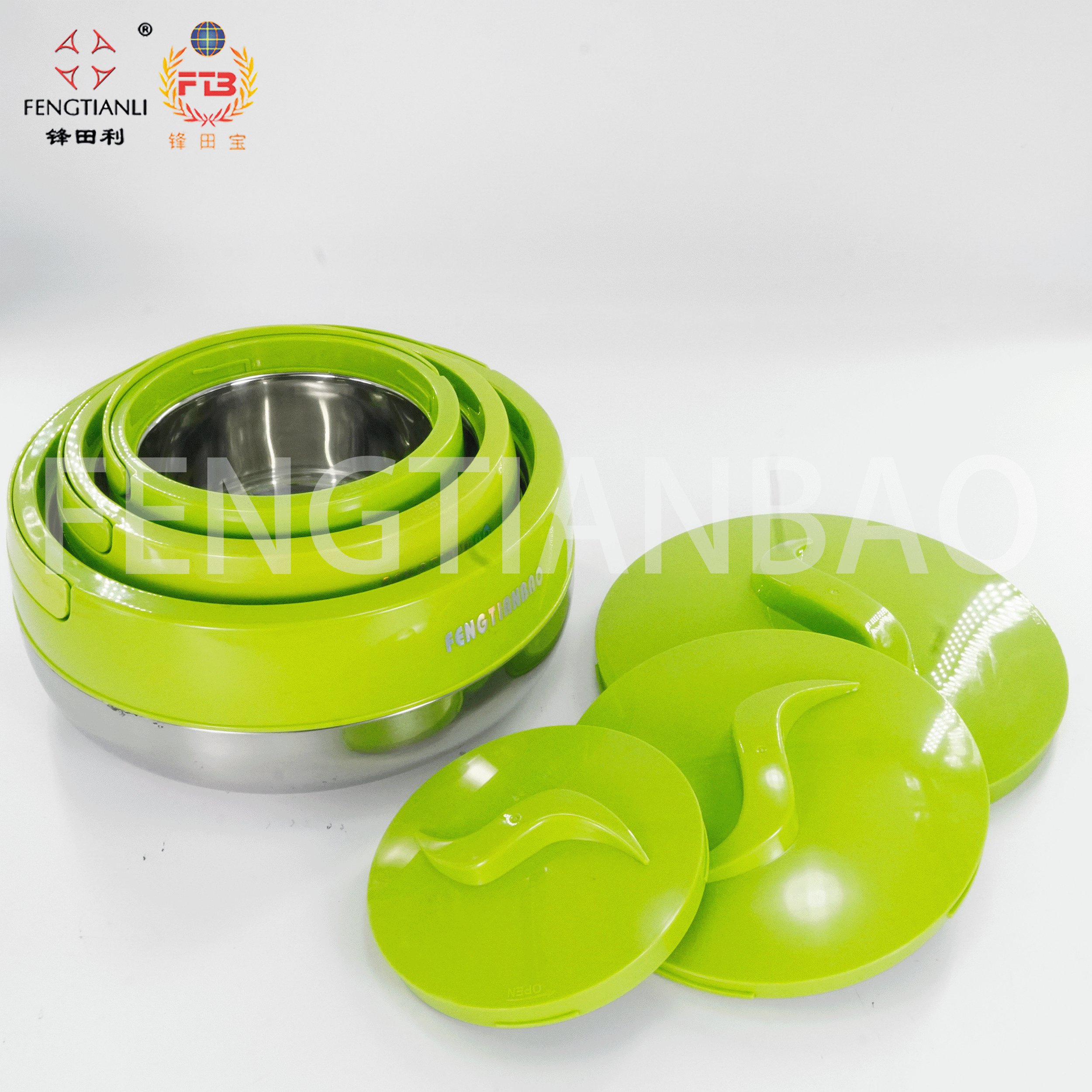 2.+4.0L+6.0L 3PCS GREEN Kitchen wares cookware set casserole Stainless Steel Casserole Hot Pot Set Hot selling professional 3pcs