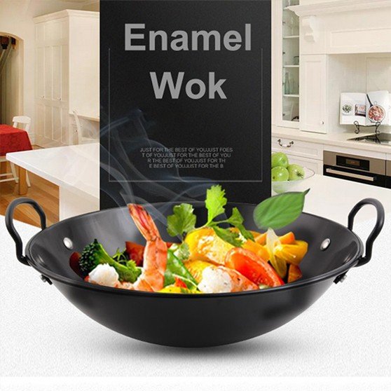 Hot Selling 22cm to 49cm Black Iron Enameled Pot Set Kitchen Double Ear Enamel Soup Pot Enameled Pot Supplier