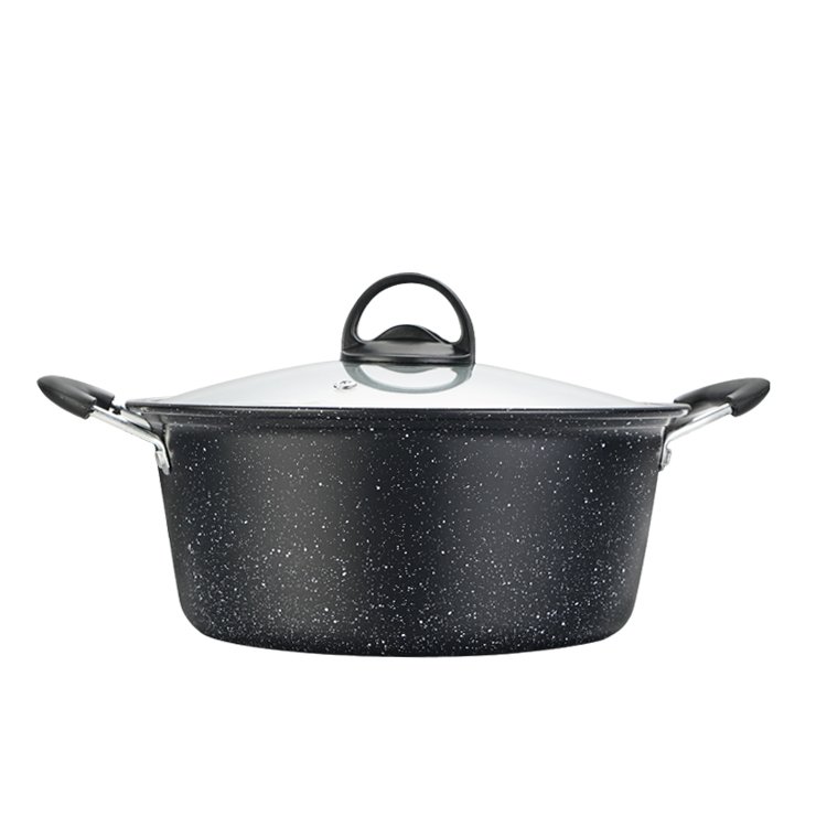 Factory sale 4 pcs carbon steel cookware sets marble coating non stick pan pot set