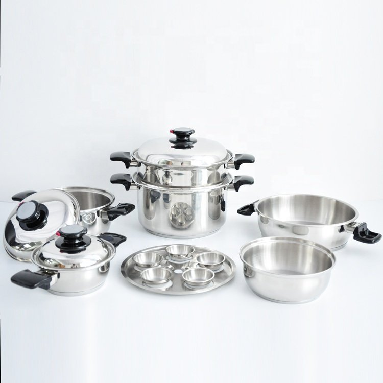 Waterless greaseless surgical stainless steel 304 cookware 28Pcs wide rolled edge cookware set