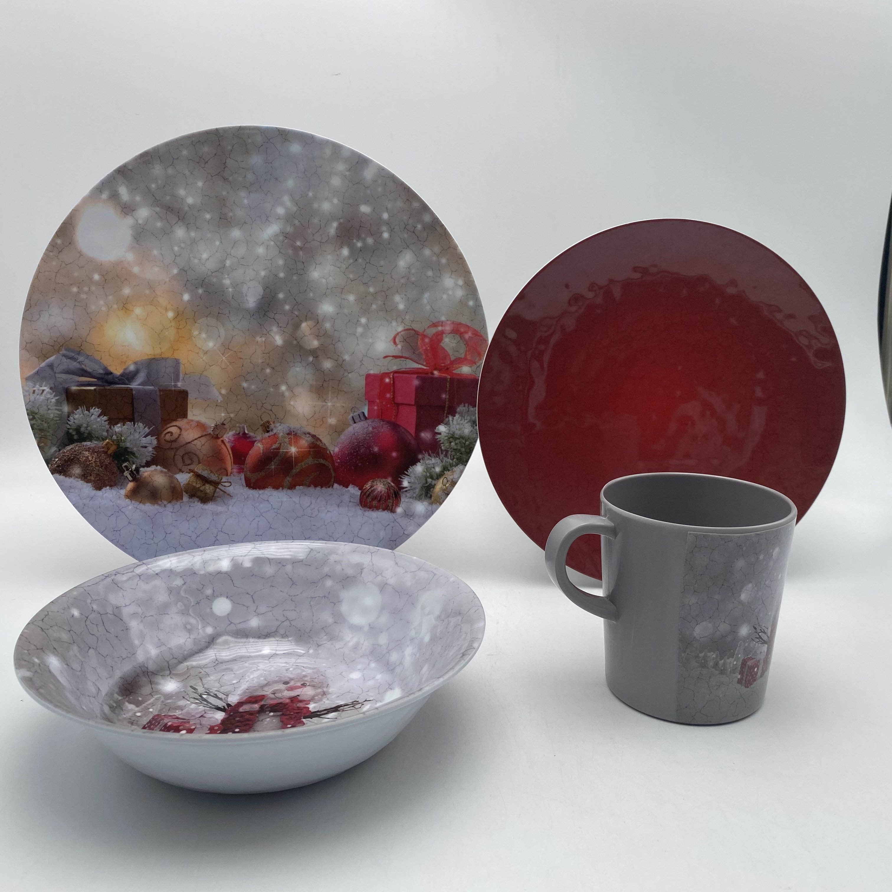 Christmas Tree Design Plates Sets Dinnerware Melamine 18-Piece Tableware Set Cookware Sets Restaurant Round Plate