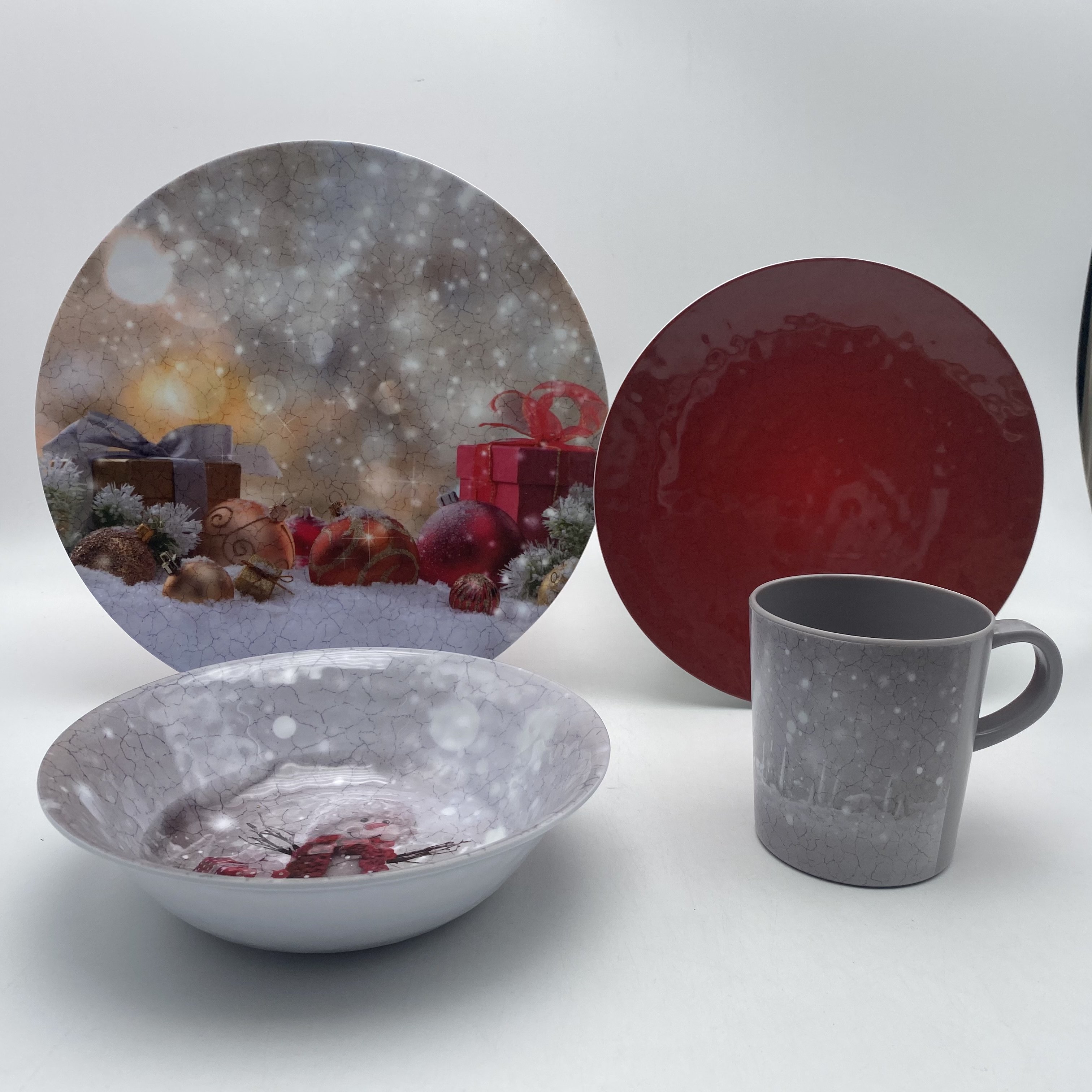 Christmas Tree Design Plates Sets Dinnerware Melamine 18-Piece Tableware Set Cookware Sets Restaurant Round Plate