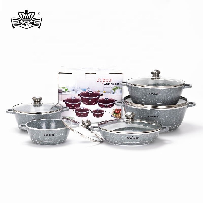 10 pcs non-stick aluminum cookware set for home and kitchen cooking pot set non-stick cookware granite soup pots