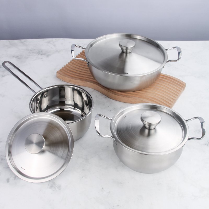 Modern Kitchenware 6pcs Stainless Steel Nonstick Casserole Cooking Pots And Pans Cookware Set