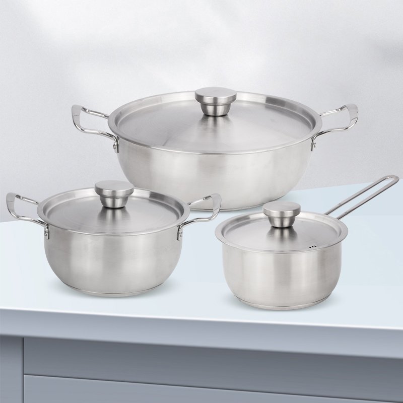 Modern Kitchenware 6pcs Stainless Steel Nonstick Casserole Cooking Pots And Pans Cookware Set