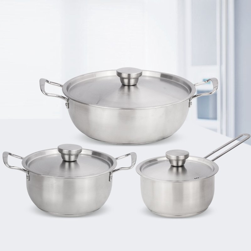 Modern Kitchenware 6pcs Stainless Steel Nonstick Casserole Cooking Pots And Pans Cookware Set