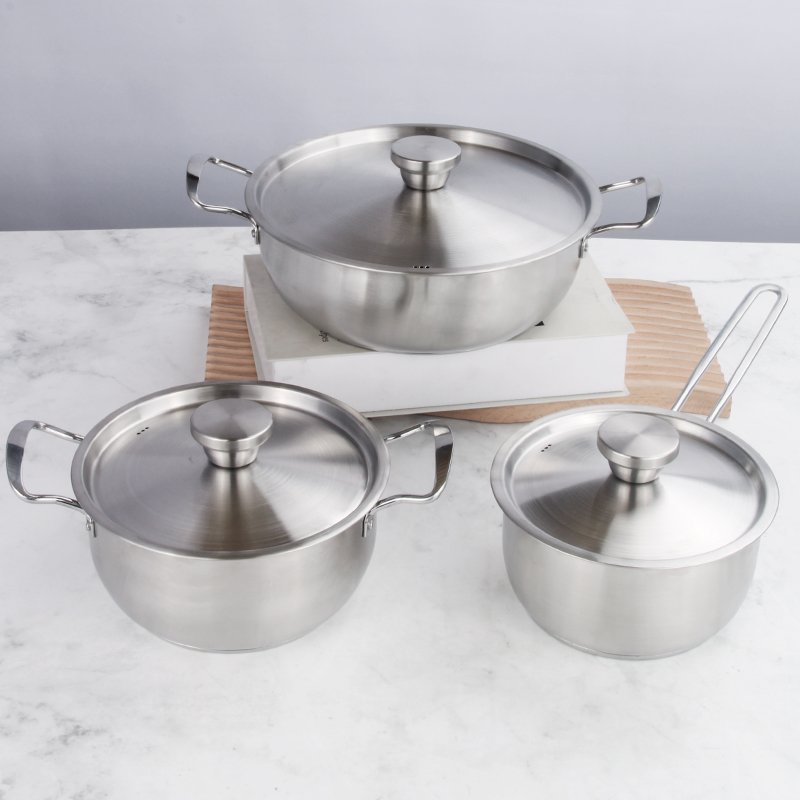 Modern Kitchenware 6pcs Stainless Steel Nonstick Casserole Cooking Pots And Pans Cookware Set