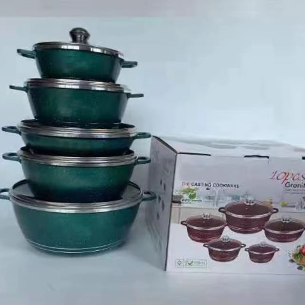 Dessini 10-Piece Ceramic Enamel Cast Iron Cookware Set Custom Logo Acceptable Includes Pots for Home Kitchen Cooking