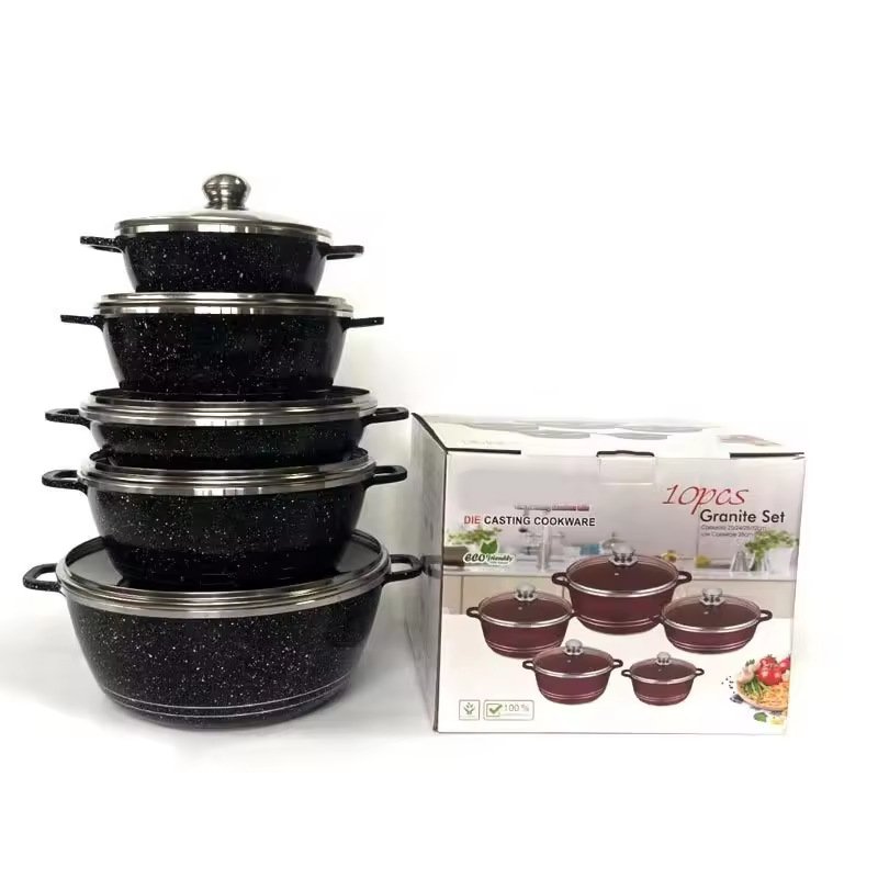 Dessini 10-Piece Ceramic Enamel Cast Iron Cookware Set Custom Logo Acceptable Includes Pots for Home Kitchen Cooking