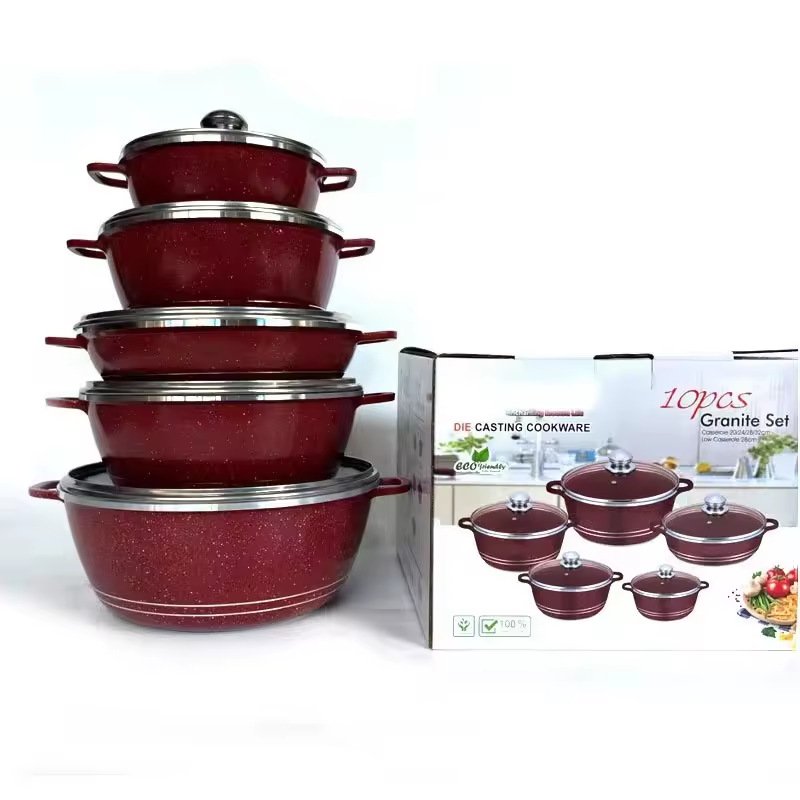 Dessini 10-Piece Ceramic Enamel Cast Iron Cookware Set Custom Logo Acceptable Includes Pots for Home Kitchen Cooking