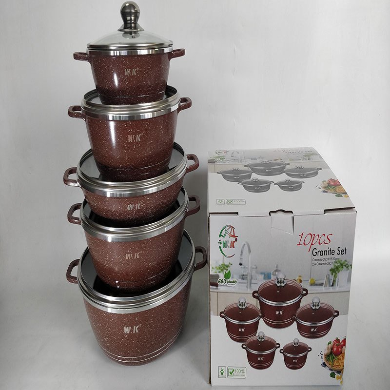 Dessini 10-Piece Ceramic Enamel Cast Iron Cookware Set Custom Logo Acceptable Includes Pots for Home Kitchen Cooking