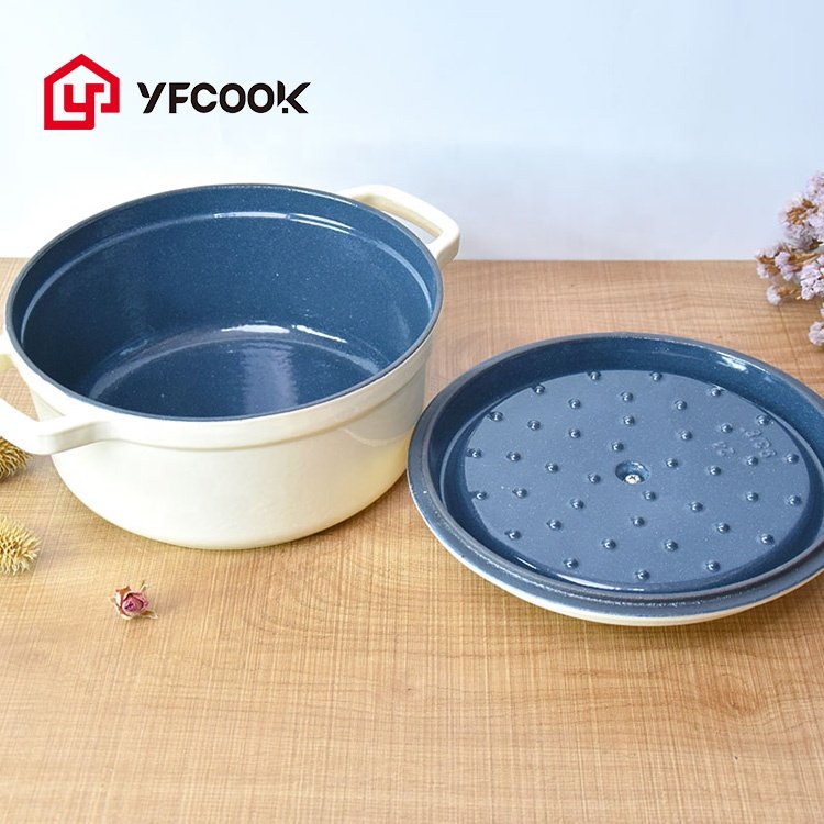 Milk White 10/16/20/22/24/26CM Kitchen Ware Set Cookware Enamel Food Pot Cast Iron Casserole Dish with Lid
