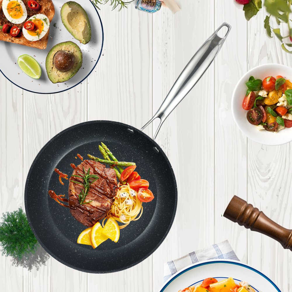 Blue Frying Pan Non Stick Cookware Set Perfect Pancakes Home And Kitchen Delicious Meals Made Easy