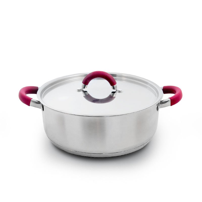8-piece food grade stainless steel apple shape sauce pot red silicon cover cookware set with glass lid for kitchen