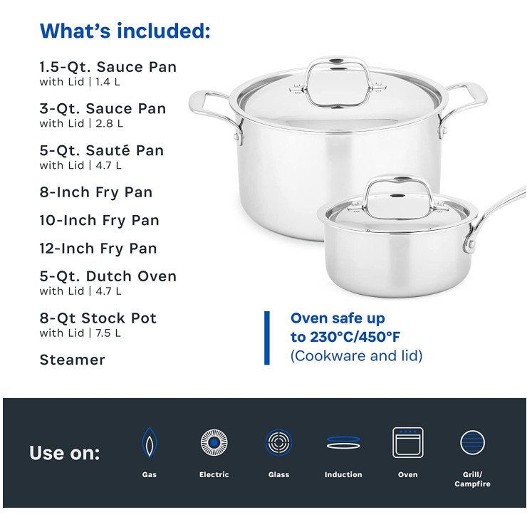 Factory hot sale all clad pre owned cookware set new stainless steel meet different needs