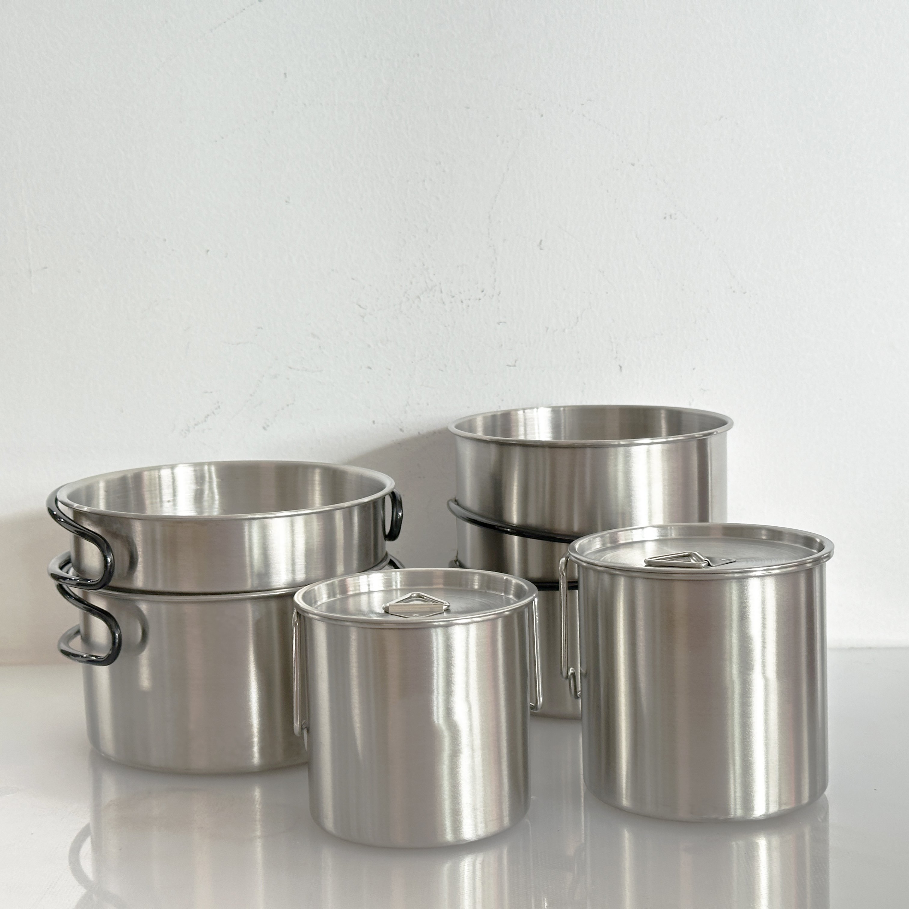 304 Stainless steel camping cookware set Portable Outdoor Cooking pots