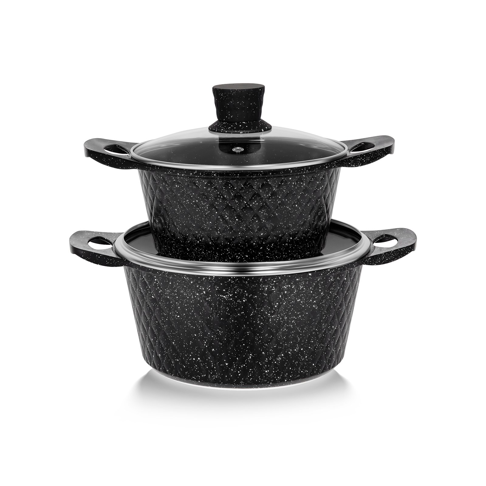 10 pcs High quality Die cast aluminum cookware sets diamond design 5 non stick marble coating casseroles