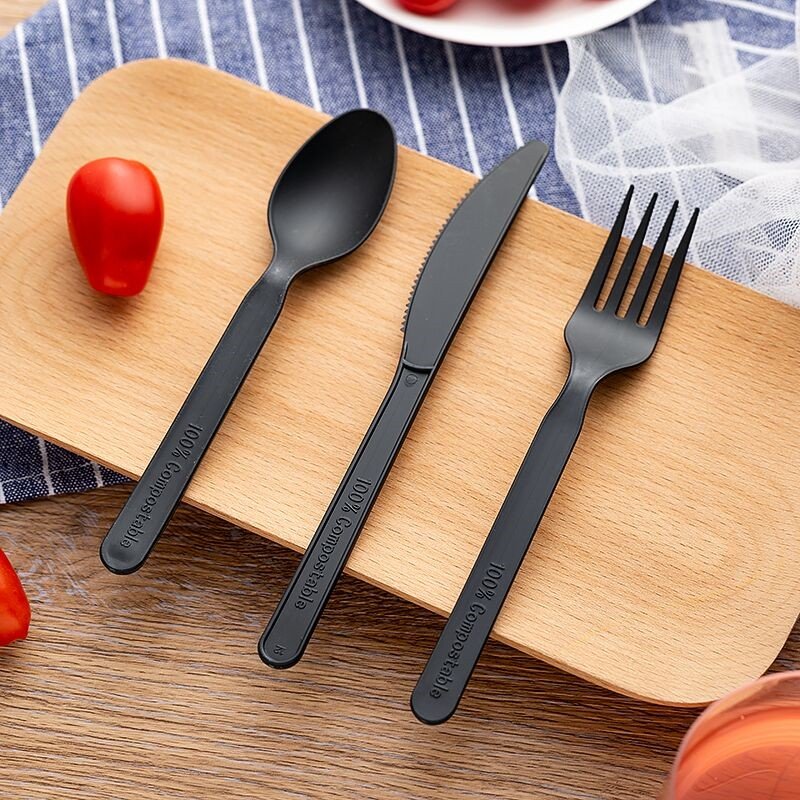 Eco Friendly Disposable Cutlery Set Pla Plastic 100% Biodegradable Compostable Pla Cookware Set