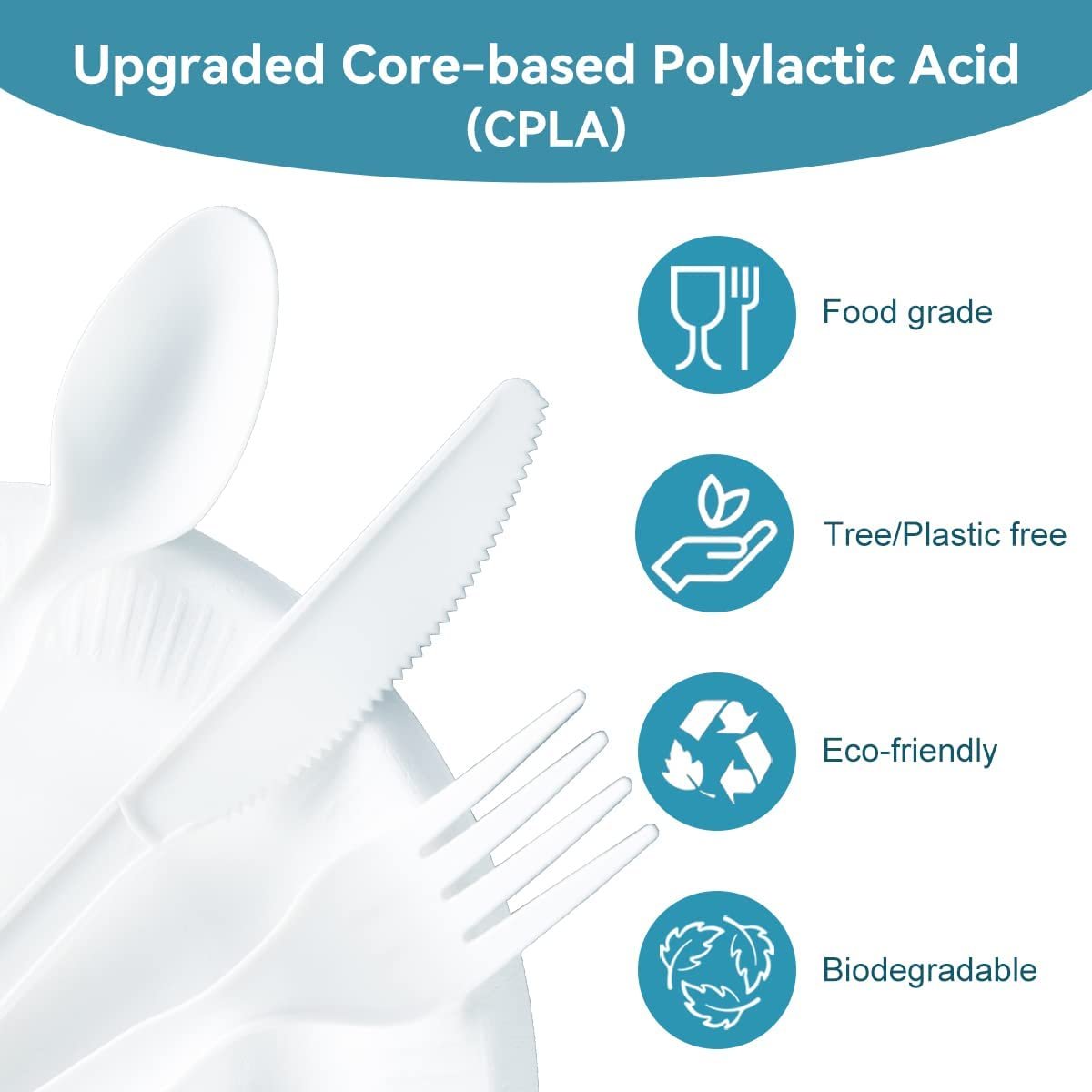 Eco Friendly Disposable Cutlery Set Pla Plastic 100% Biodegradable Compostable Pla Cookware Set